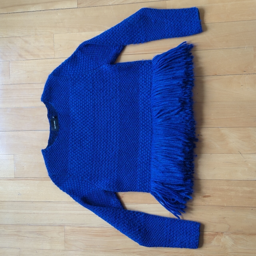 Designer Rachel Comey blue fringe sweater
